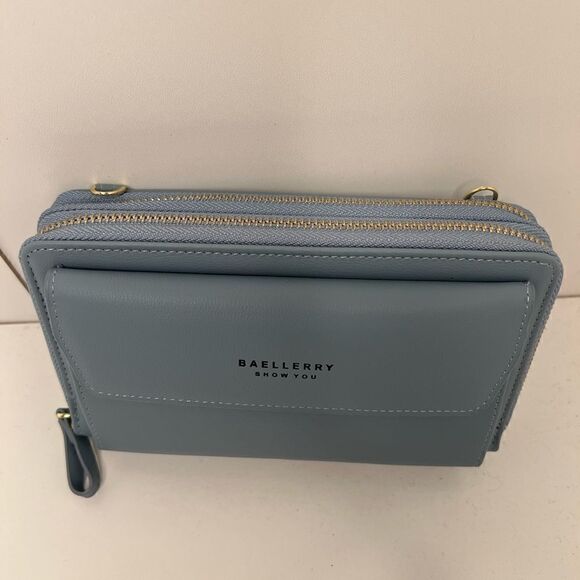 NWT Blue Hand crafted 12 Card Slot Large Capacity Crossbody Handbag - Picture 2 of 7